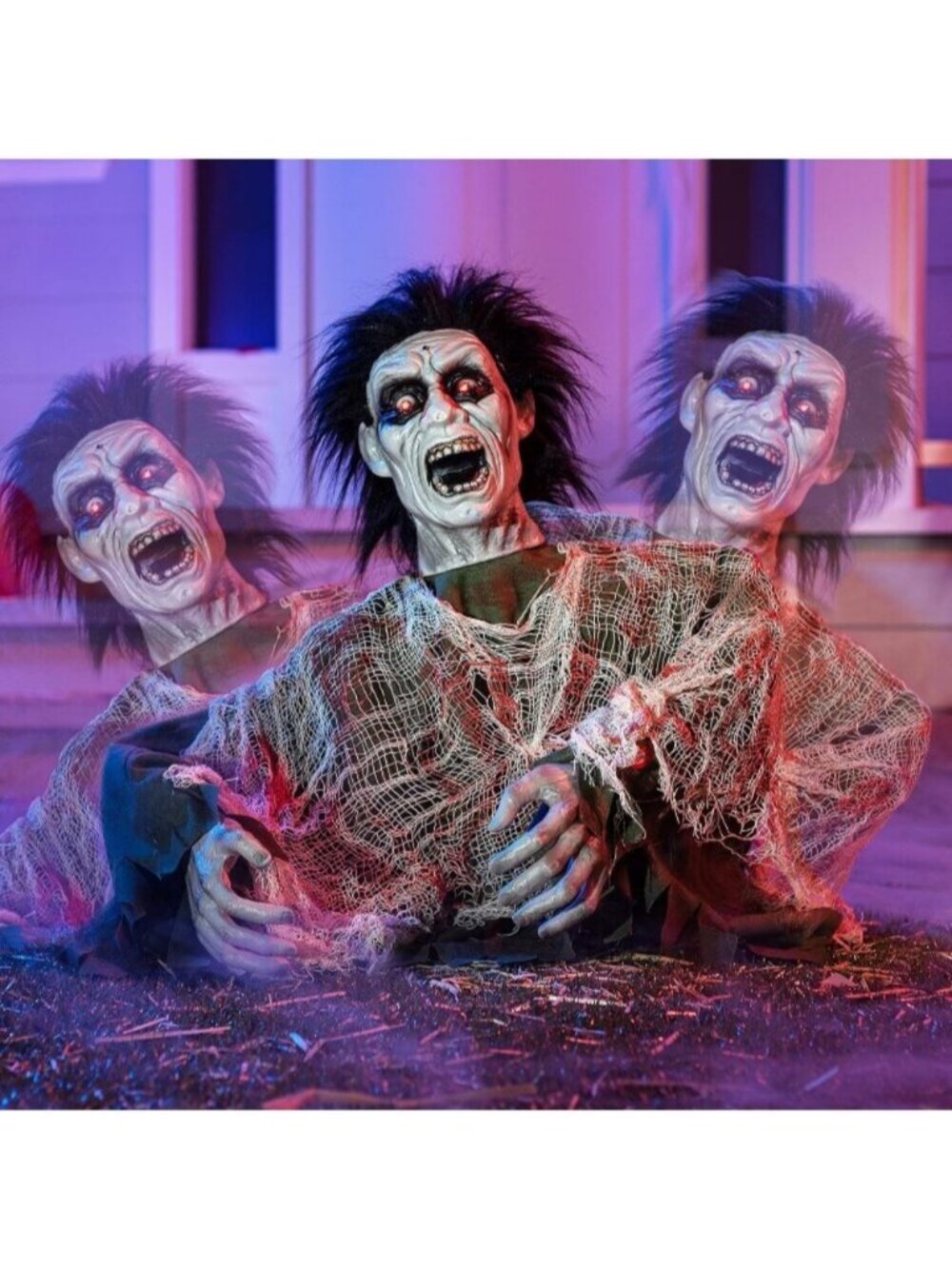 Halloween Outdoor Decoration Zombie Groundbreaker Scary Zombie with Glowing Eyes